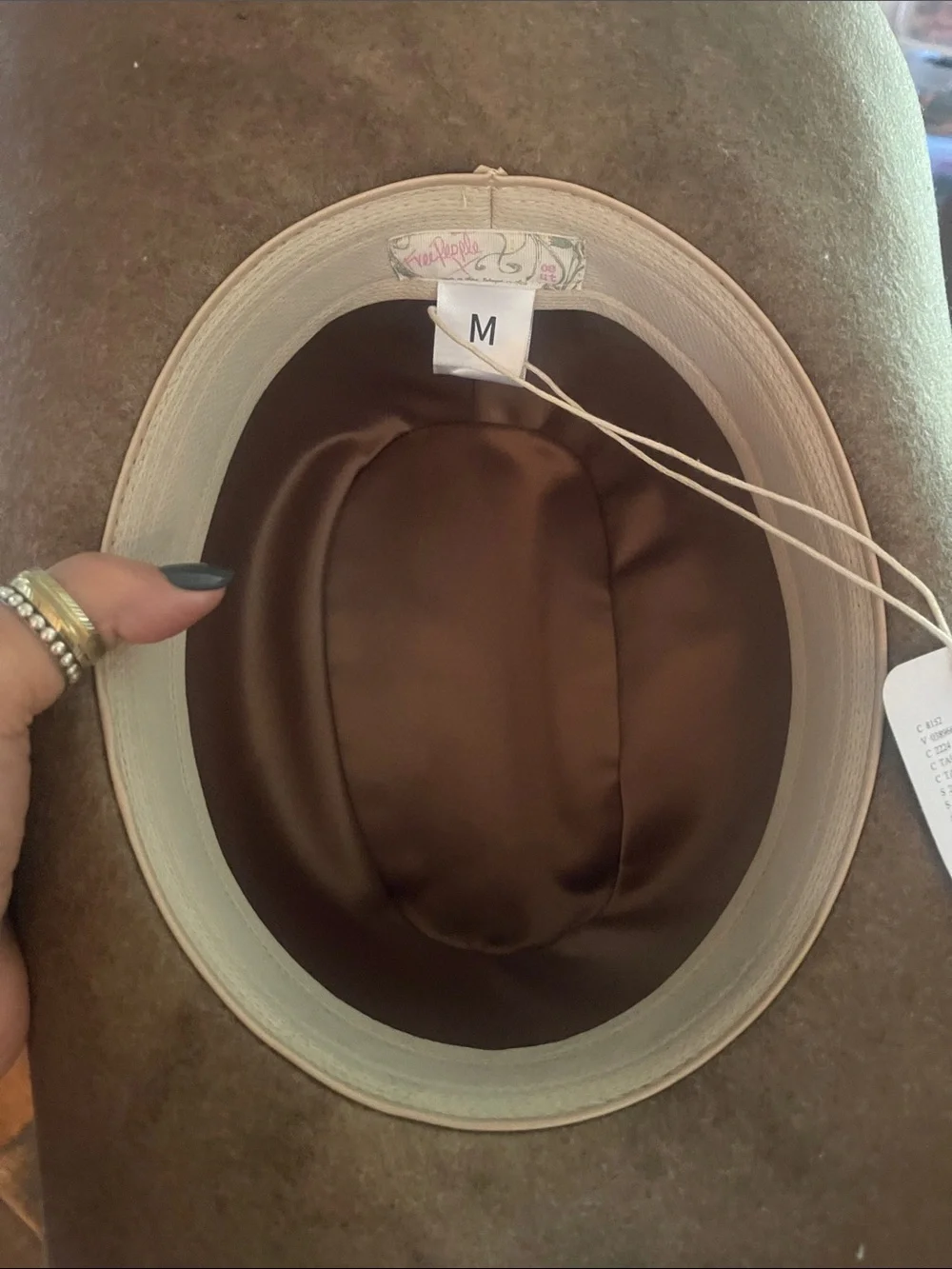 Free People Tan Embellished Felt Wide-Brim Hat